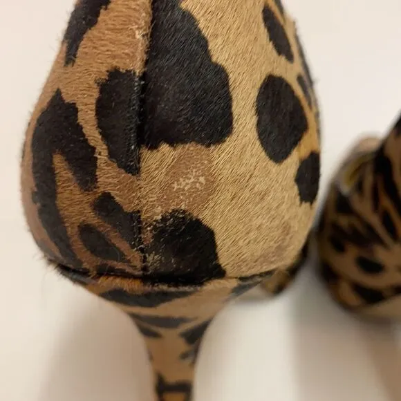 Nine West Platform leopard print calf hair heels size 8 1/2 M A16
