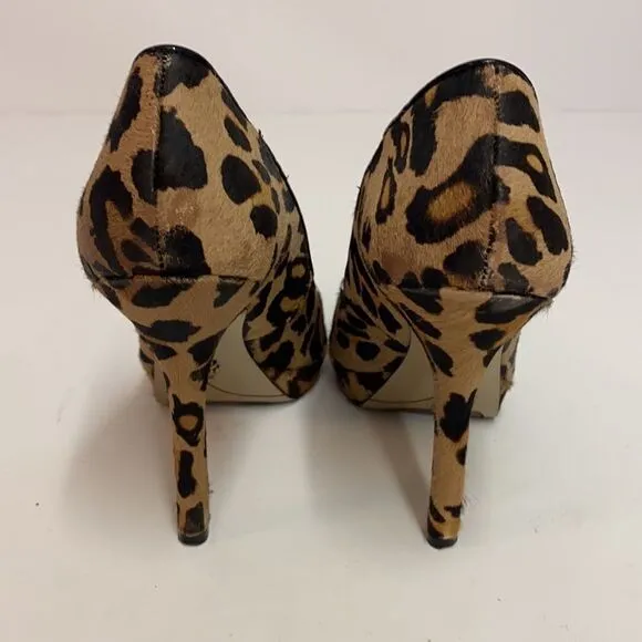 Nine West Platform leopard print calf hair heels size 8 1/2 M A16