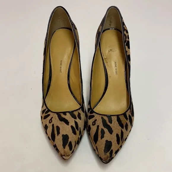 Nine West Platform leopard print calf hair heels size 8 1/2 M A16