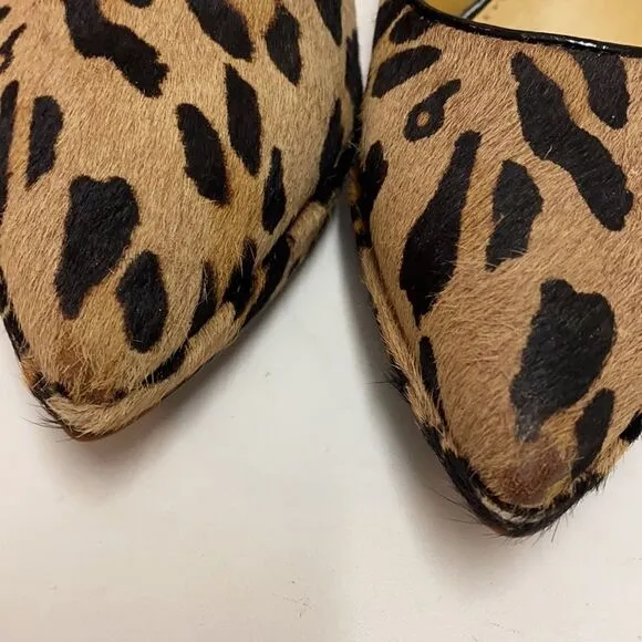 Nine West Platform leopard print calf hair heels size 8 1/2 M A16