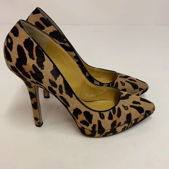 Nine West Platform leopard print calf hair heels size 8 1/2 M A16