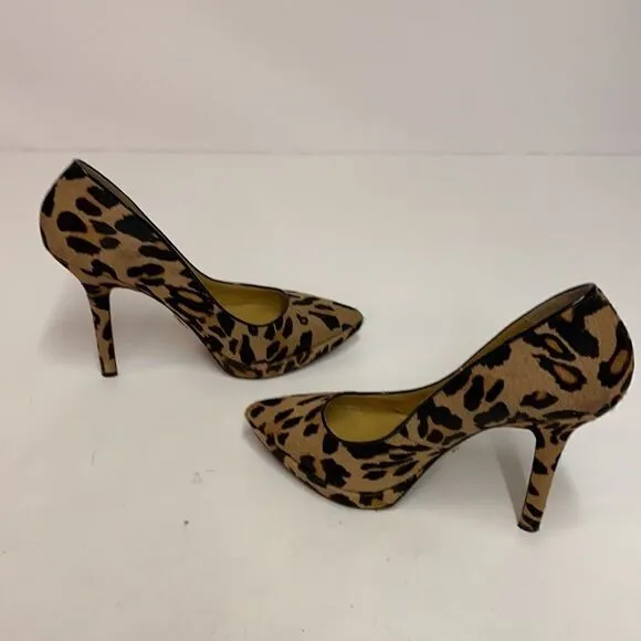 Nine West Platform leopard print calf hair heels size 8 1/2 M A16