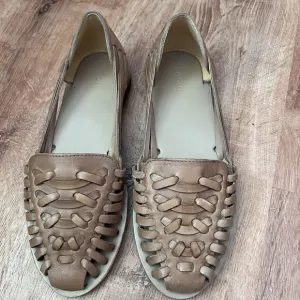 Nisolo Huarache Almond Sandals Womens Sz 8 Tan New Slip On Leather Flats Woven