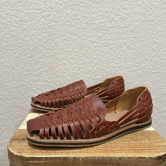Nisolo Huarache Leather Sandals Brandy Size 8.5