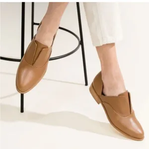Nisolo Oxford Shoes Size 9.5 Emma D'orsay Almond Tan Leather Slip On Flats