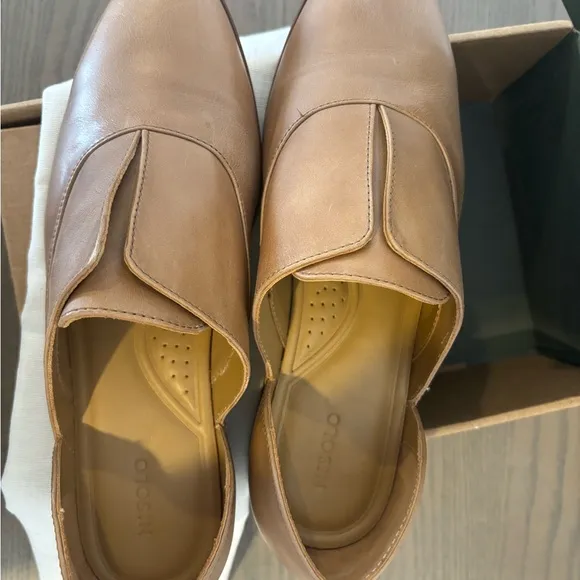 Nisolo Oxford Shoes Size 9.5 Emma D'orsay Almond Tan Leather Slip On Flats