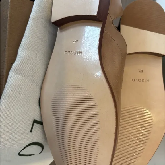 Nisolo Oxford Shoes Size 9.5 Emma D'orsay Almond Tan Leather Slip On Flats