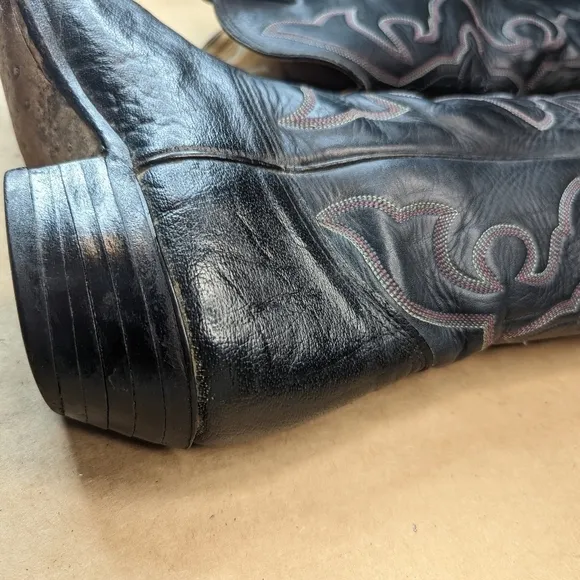 Nocona Boots men's size 7.5E  Black Shrunken Bull Shoulder leather classic Weste