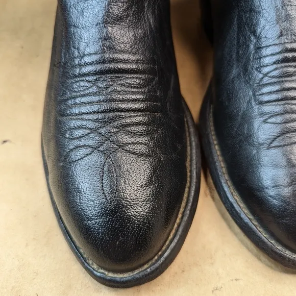 Nocona Boots men's size 7.5E  Black Shrunken Bull Shoulder leather classic Weste