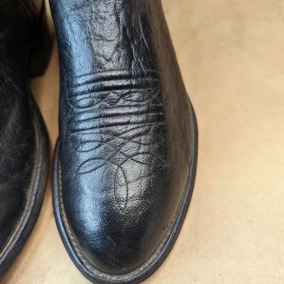 Nocona Boots men's size 7.5E  Black Shrunken Bull Shoulder leather classic Weste