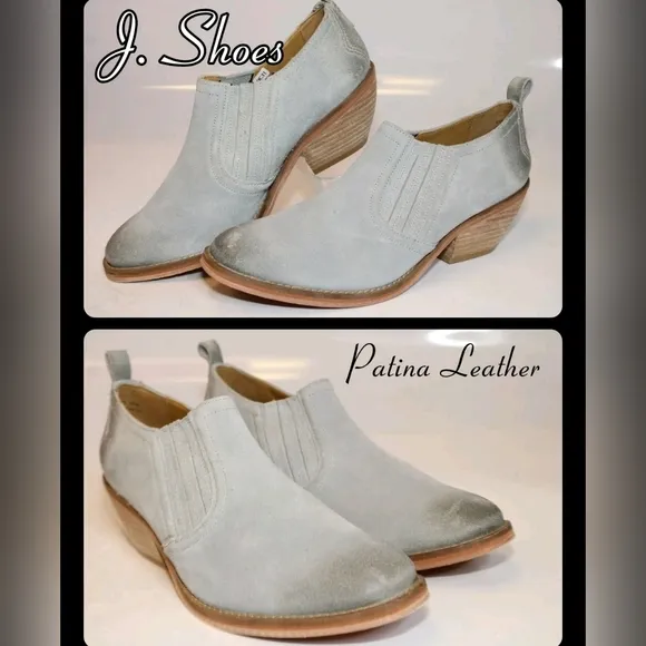 NWB J. SHOES Suede Leather ankle boots &amp; soles. PATINA ADDS SOME CHARM.