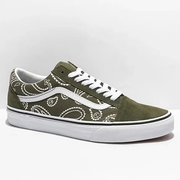 NWB Vans Old Skool Peace Paisley Green Skate Shoes