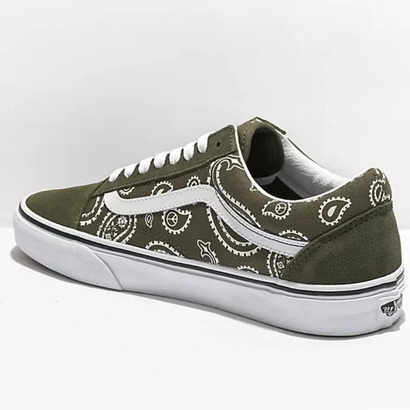 NWB Vans Old Skool Peace Paisley Green Skate Shoes