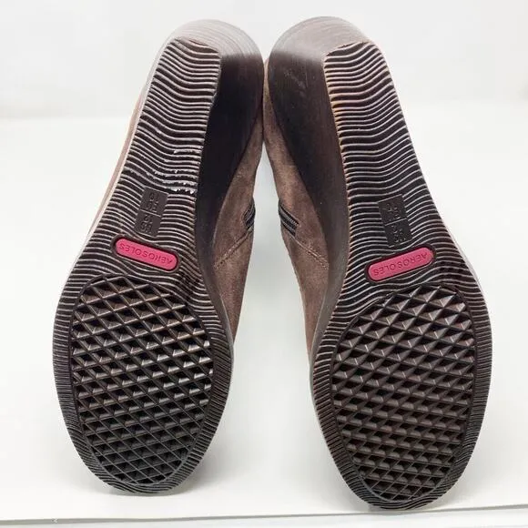 NWOB Aerosoles Brown Suede Wedge Heel Tall Boots Women's Size 12