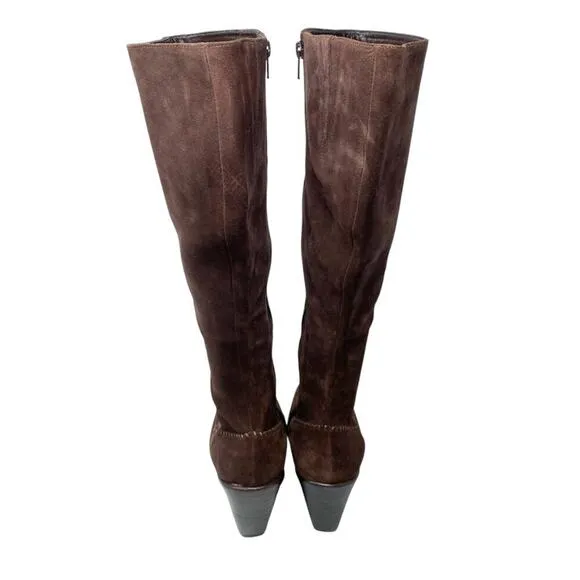 NWOB Aerosoles Brown Suede Wedge Heel Tall Boots Women's Size 12