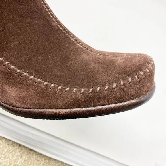 NWOB Aerosoles Brown Suede Wedge Heel Tall Boots Women's Size 12