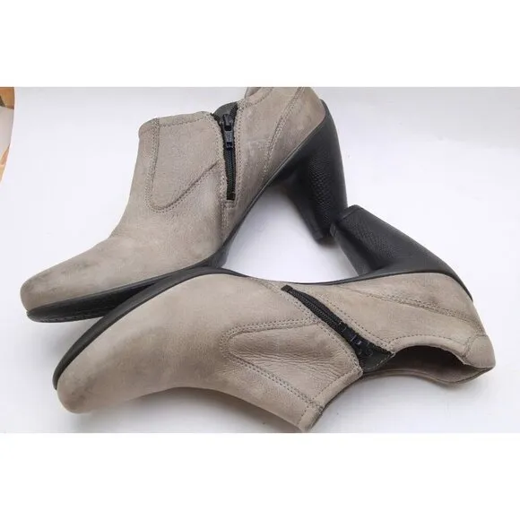 Nwob Ecco Booties Heeled Ankle Shoes Leather Distressed Women's Sz 41 Us 10-10.5