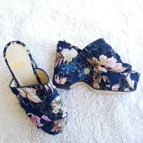 🍒NWOB🍒 MADE IN ITALY BUTTER SHOES DENIM PLATFORMS