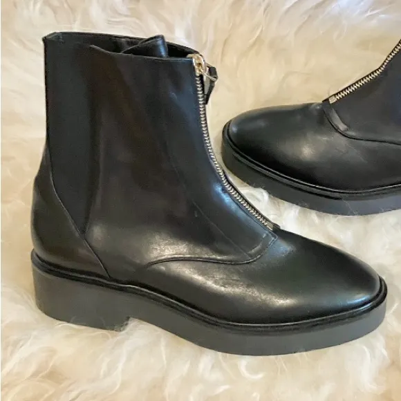 NWOB Stuart Weitzman Lodge Zip Booties in Black Sz 6.