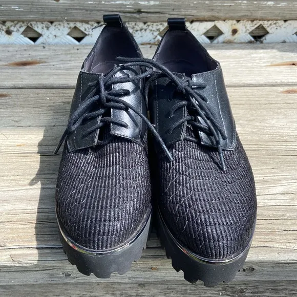 NWOB United Nude Shoes Juko Flatform Black Lace Up Shoes Women's Size 6.5