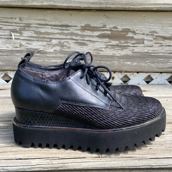 NWOB United Nude Shoes Juko Flatform Black Lace Up Shoes Women's Size 6.5