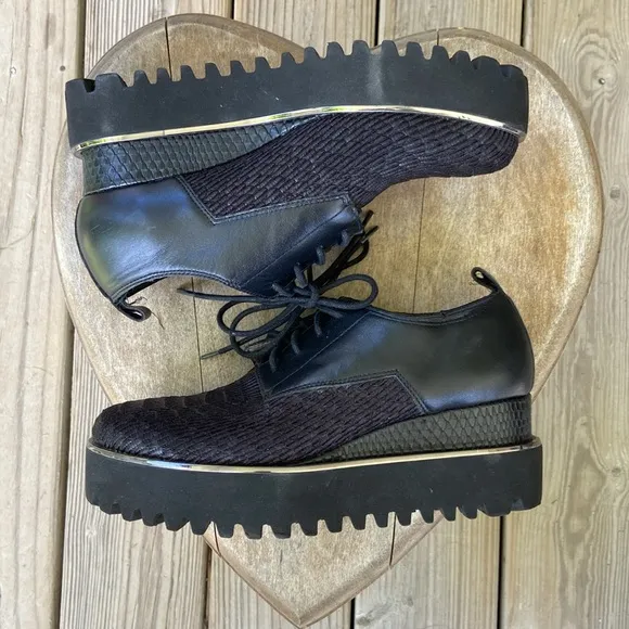 NWOB United Nude Shoes Juko Flatform Black Lace Up Shoes Women's Size 6.5