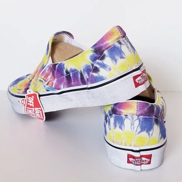 NWOB Vans Washed Tie Dye Multicolor Classic Slip On Shoes Sz. 11