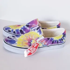 NWOB Vans Washed Tie Dye Multicolor Classic Slip On Shoes Sz. 11