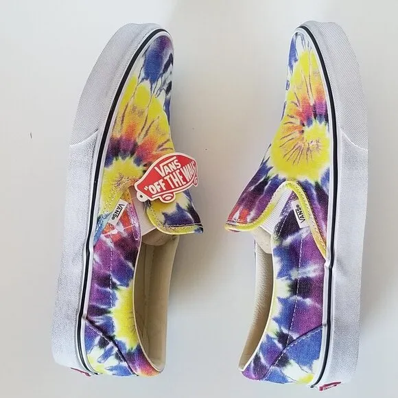 NWOB Vans Washed Tie Dye Multicolor Classic Slip On Shoes Sz. 11