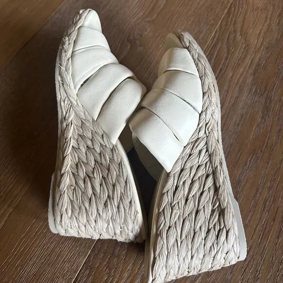 NWOB Vince Gilian Square Toe Woven Strap Espadrille Wedge Heel Sandals