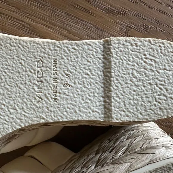 NWOB Vince Gilian Square Toe Woven Strap Espadrille Wedge Heel Sandals