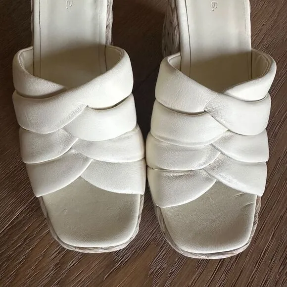 NWOB Vince Gilian Square Toe Woven Strap Espadrille Wedge Heel Sandals