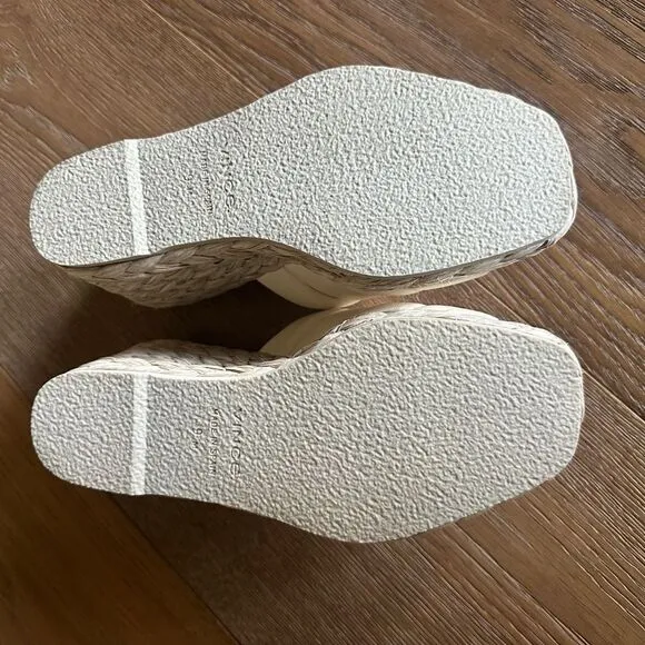 NWOB Vince Gilian Square Toe Woven Strap Espadrille Wedge Heel Sandals
