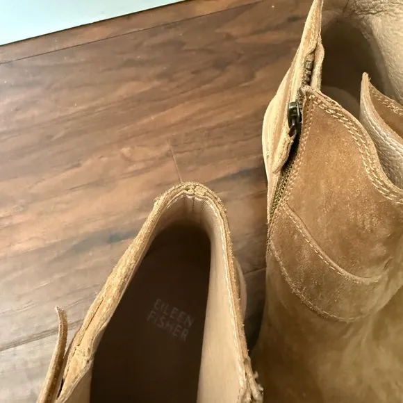 NWOT Eileen Fisher Tan Suede Wedge Boots-Size 11