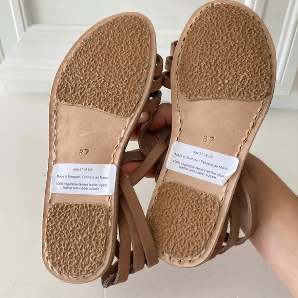 NWOT Free People Minda Helen Brown Leather Woven Sandals Sz 39