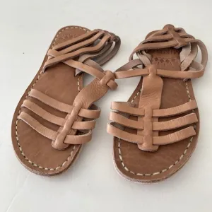 NWOT Free People Minda Helen Brown Leather Woven Sandals Sz 39