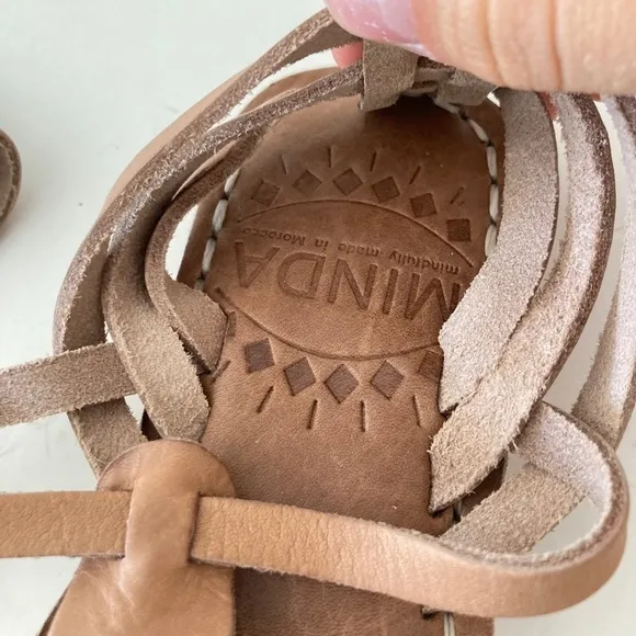 NWOT Free People Minda Helen Brown Leather Woven Sandals Sz 39