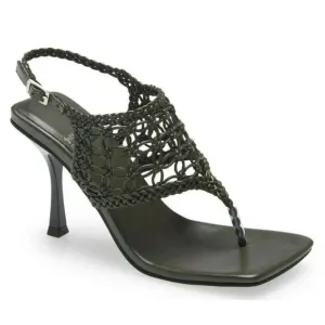 NWOT Jeffrey Campbell Millenia Woven Thong Heel Slingback Green Sandals Sz 8