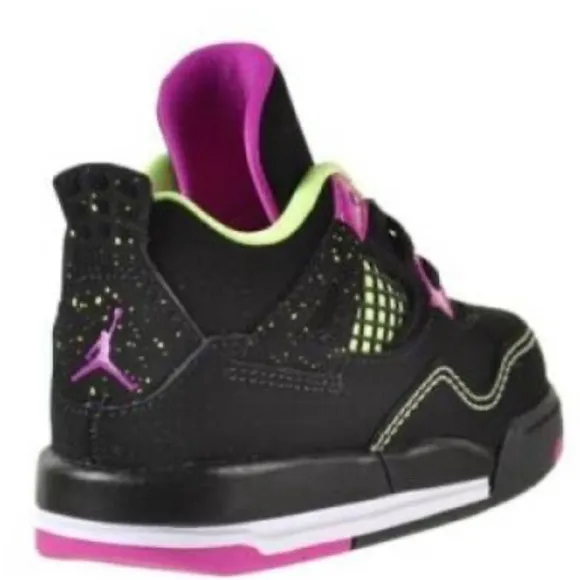 NWOT Jordan 4 retro GT baby toddlers shoes black-fuchsia-liquid lime-white