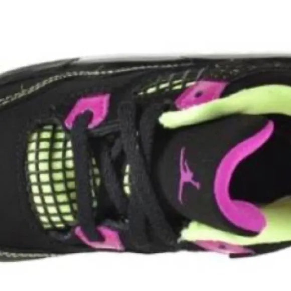NWOT Jordan 4 retro GT baby toddlers shoes black-fuchsia-liquid lime-white