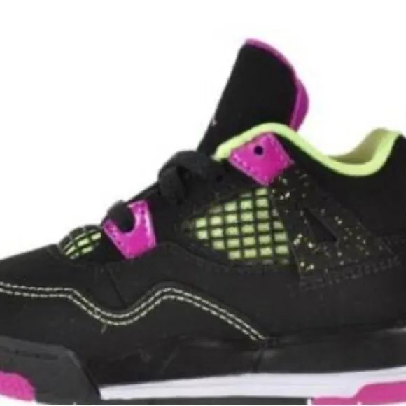 NWOT Jordan 4 retro GT baby toddlers shoes black-fuchsia-liquid lime-white