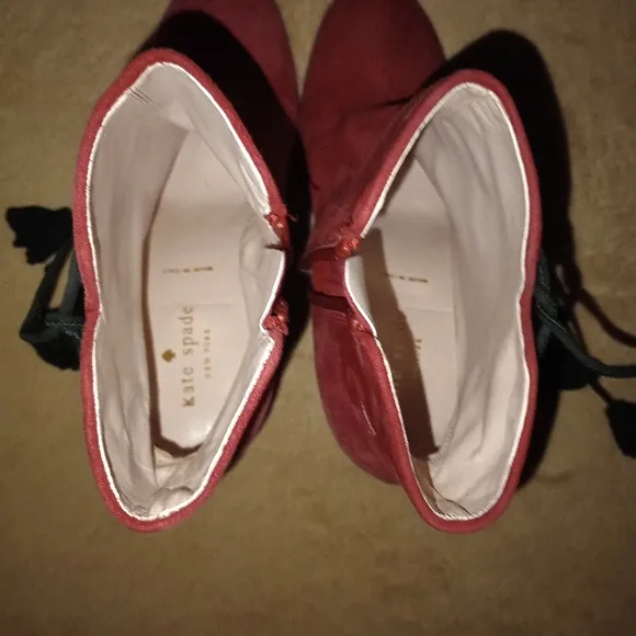 NWOT Kate Spade Red Suede Georgette Boots Women's Size 6