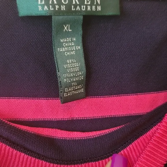 NWOT Ralph Lauren Fushcia Pink Boatneck Quarter Sleeve Sweater