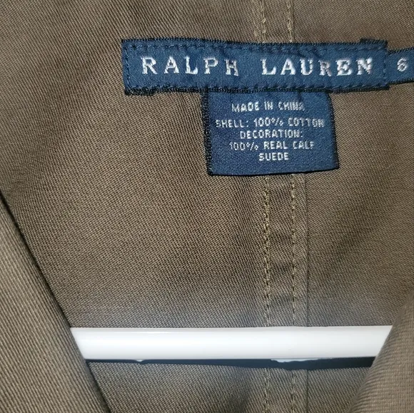 NWOT Ralph Lauren Olive Green Brown Genuine Suede Patch Cotton Blazer Jacket