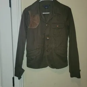 NWOT Ralph Lauren Olive Green Brown Genuine Suede Patch Cotton Blazer Jacket