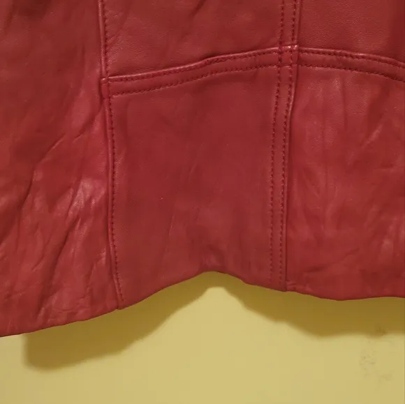 NWOT Twenty One 21 Hot Fire Red Genuine Leather Jacket Blazer Coat Size S