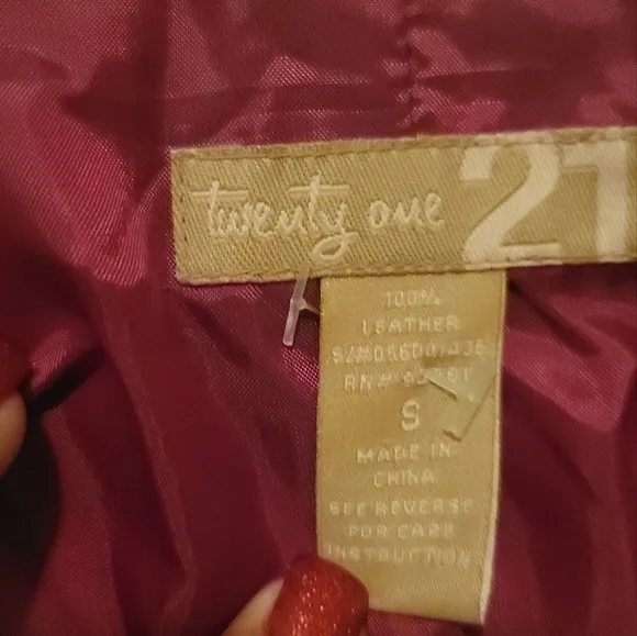 NWOT Twenty One 21 Hot Fire Red Genuine Leather Jacket Blazer Coat Size S