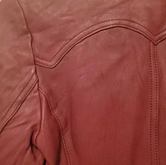 NWOT Twenty One 21 Hot Fire Red Genuine Leather Jacket Blazer Coat Size S