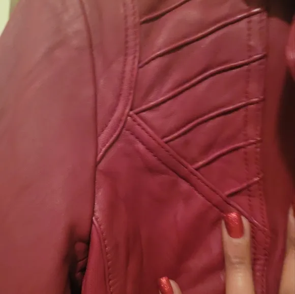 NWOT Twenty One 21 Hot Fire Red Genuine Leather Jacket Blazer Coat Size S