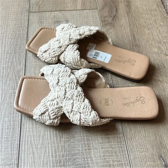 NWOT Seychelles Anthropologie Level Up Neutral Woven Sandals Sz 9.5